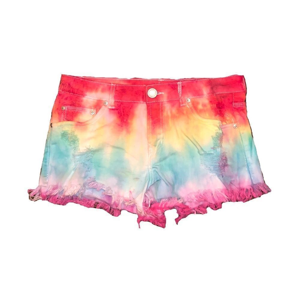 Multi-Color Tie Dye Denim Shorts